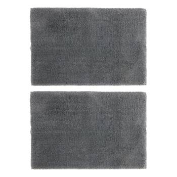 2x Christy Kensington Bathroom Bath Mat Microfibre 90x60 cm Charcoal