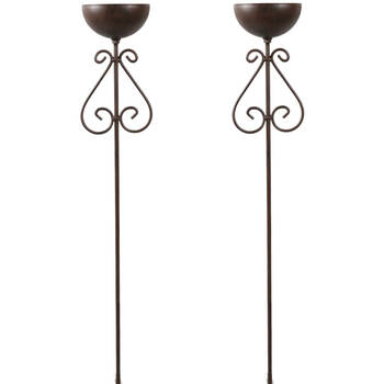 2PK Bronrob Decorative Outdoor/Garden Bird Feeder Bowl Stake 85x85x10cm