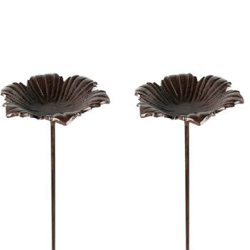 2PK Bronrob Outdoor/Garden Cast Iron Flower Bird Feeder Stake 74x74x15cm