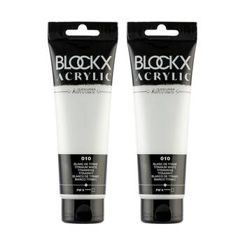 2PK Blockx Acrylic 120ml Paint Tube Art/Craft - Titanium White