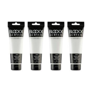 4PK Blockx Acrylic 120ml Paint Tube Art/Craft - Titanium White