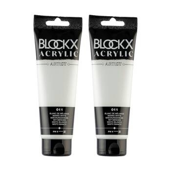 2PK Blockx Acrylic Mixing 120ml Paint Tube Art/Craft - White