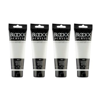 4PK Blockx Acrylic Mixing 120ml Paint Tube Art/Craft - White