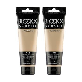 2PK Blockx Acrylic Metallic 120ml Paint Tube Art/Craft - Champagne