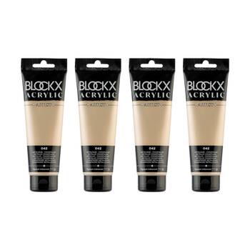 4PK Blockx Acrylic Metallic 120ml Paint Tube Art/Craft - Champagne