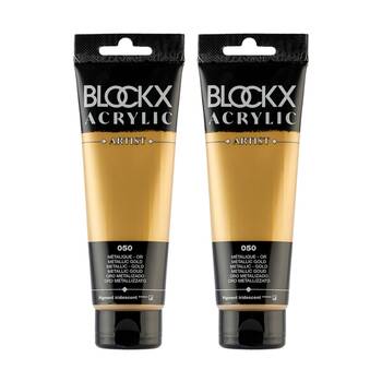 2PK Blockx Acrylic Metallic 120ml Paint Tube Art/Craft - Gold