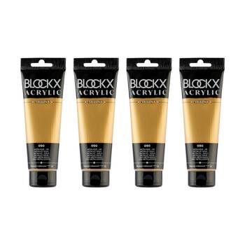 4PK Blockx Acrylic Metallic 120ml Paint Tube Art/Craft - Gold