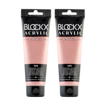 2PK Blockx Acrylic Metallic 120ml Paint Tube Art/Craft - Rose Gold