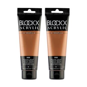 2PK Blockx Acrylic Metallic 120ml Paint Tube Art/Craft - Bronze