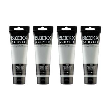 4PK Blockx Acrylic Metallic 120ml Paint Tube Art/Craft - Silver