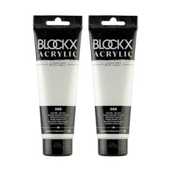 2PK Blockx Acrylic 120ml Paint Tube Art/Craft - Pearlescent White