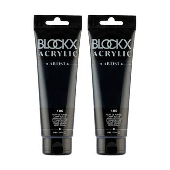 2PK Blockx Acrylic 120ml Paint Tube Art/Craft - Smoke Black