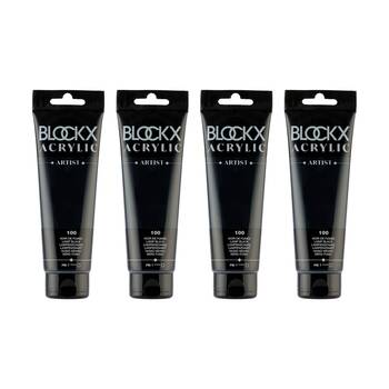 4PK Blockx Acrylic 120ml Paint Tube Art/Craft - Smoke Black