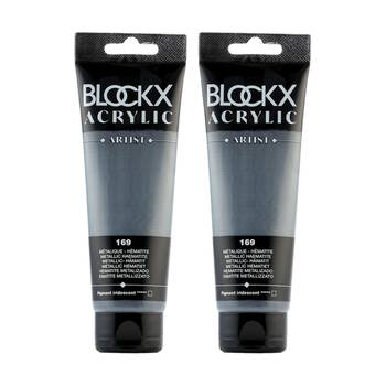 2PK Blockx Acrylic Metallic 120ml Paint Tube Art/Craft - Hematite