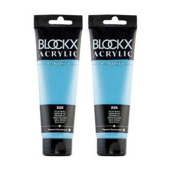 2PK Blockx Acrylic 120ml Paint Tube Art/Craft - Fluorescent Blue