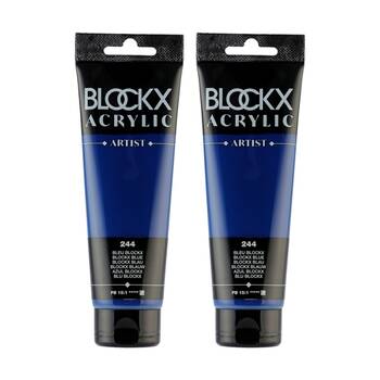 2PK Blockx Acrylic 120ml Professional Paint Tube Art/Craft - Blue