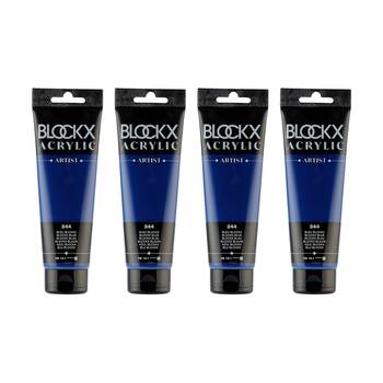 4PK Blockx Acrylic 120ml Professional Paint Tube Art/Craft - Blue