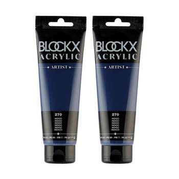 2PK Blockx Acrylic 120ml Professional Paint Tube Art/Craft - Indigo
