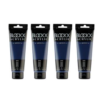 4PK Blockx Acrylic 120ml Professional Paint Tube Art/Craft - Indigo