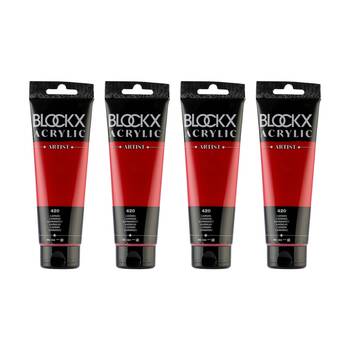 4PK Blockx Acrylic 120ml Professional Paint Tube Art/Craft - Carmine
