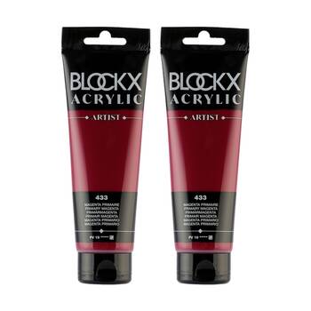 2PK Blockx Acrylic 120ml Professional Paint Tube Art/Craft - Magenta