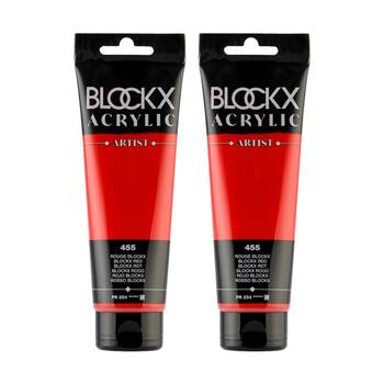 2PK Blockx Acrylic 120ml Professional Paint Tube Art/Craft - Red