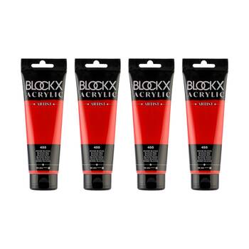 4PK Blockx Acrylic 120ml Professional Paint Tube Art/Craft - Red