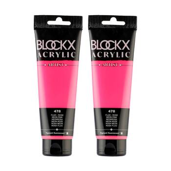 2PK Blockx Acrylic 120ml Paint Tube Art/Craft - FluorescentPink