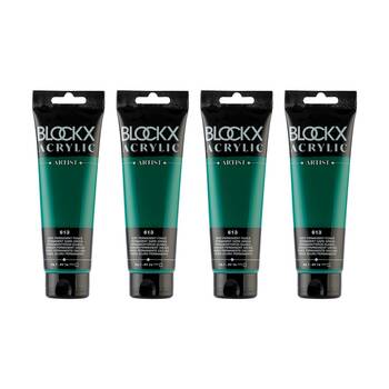 4PK Blockx Acrylic 120ml Paint Tube Art/Craft - Permanent Green Light