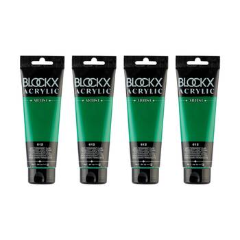 4PK Blockx Acrylic Permanent 120ml Paint Tube Art/Craft - Dark Green