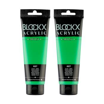 2PK Blockx Acrylic 120ml Paint Tube Art/Craft - Fluorescent Green
