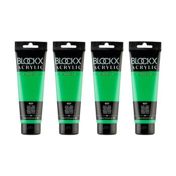 4PK Blockx Acrylic 120ml Paint Tube Art/Craft - Fluorescent Green