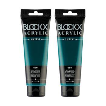 2PK Blockx Acrylic 120ml Professional Paint Tube Art/Craft - Green