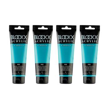 4PK Blockx Acrylic 120ml Paint Tube Art/Craft - PearlyTurquoise