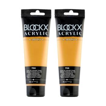 2PK Blockx Acrylic Titanium 120ml Paint Tube Art/Craft - Chrome Yellow
