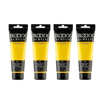4PK Blockx Acrylic 120ml Paint Tube Art/Craft - Primary Yellow