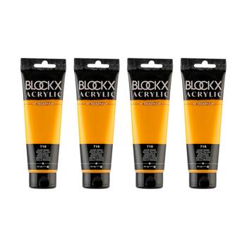 4PK Blockx Acrylic 120ml Paint Tube Art/Craft - Indian Yellow