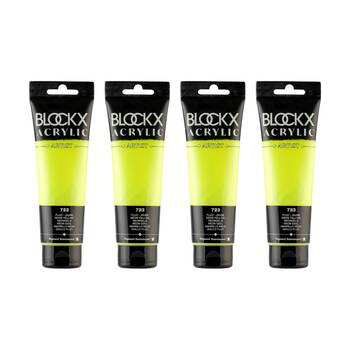 4PK Blockx Acrylic 120ml Paint Tube Art/Craft - FluorescentYellow