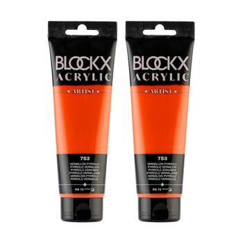 2PK Blockx Acrylic 120ml Paint Tube Art/Craft - Vermilion Pyrrolo