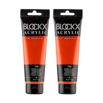 2PK Blockx Acrylic 120ml Paint Tube Art/Craft - Chinese Orange