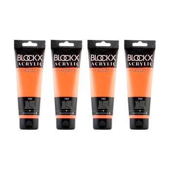 4PK Blockx Acrylic 120ml Paint Tube Art/Craft - Fluorescent Orange