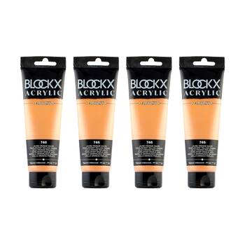 4PK Blockx Acrylic 120ml Paint Tube Art/Craft - Pearly Yellow Orange