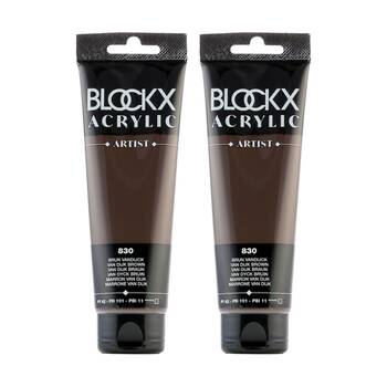 2PK Blockx Acrylic 120ml Paint Tube Art/Craft - Brown Vandijck