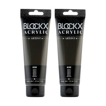 2PK Blockx Acrylic 120ml Professional Paint Tube Art/Craft - Sepia