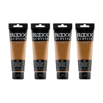 4PK Blockx Acrylic 120ml Paint Tube Art/Craft - Sienna Natural