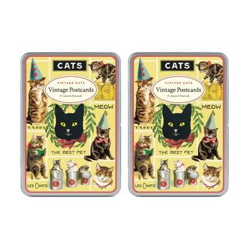 2x 18pc Cavallini Cats Postcard Set Vintage Designs In Keepsake Tin