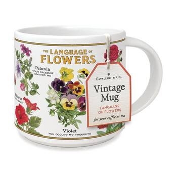 Cavallini Mug Language Of Flowers Vintage Floral Ceramic Drinkware