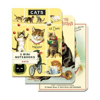 3pc Cavallini Cats Notebook Mini Set Vintage Feline Stationary