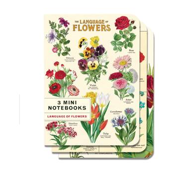 3pc Cavallini Notebook Mini Language Of Flowers Vintage Floral Set 10x14cm