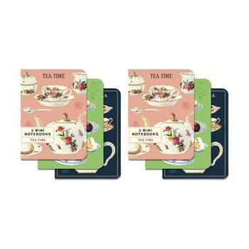 2x 3pc Cavallini Tea Time Notebook Mini Set Vintage Artwork Stationary